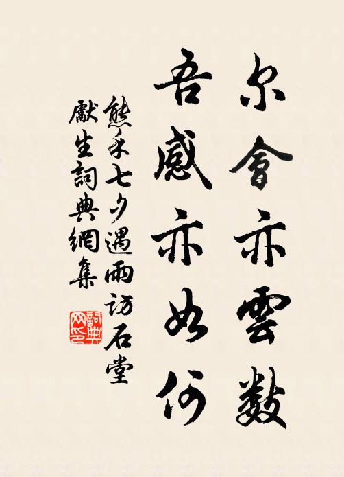 熊禾尔会亦云数，吾感亦如何书法作品欣赏