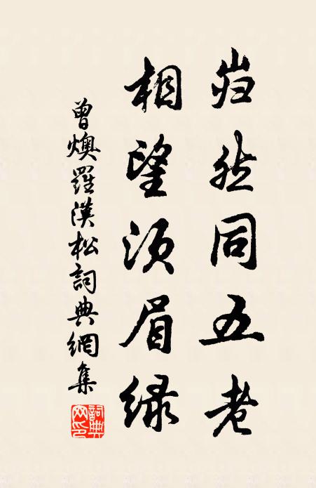 曾燠岿然同五老，相望须眉绿书法作品欣赏