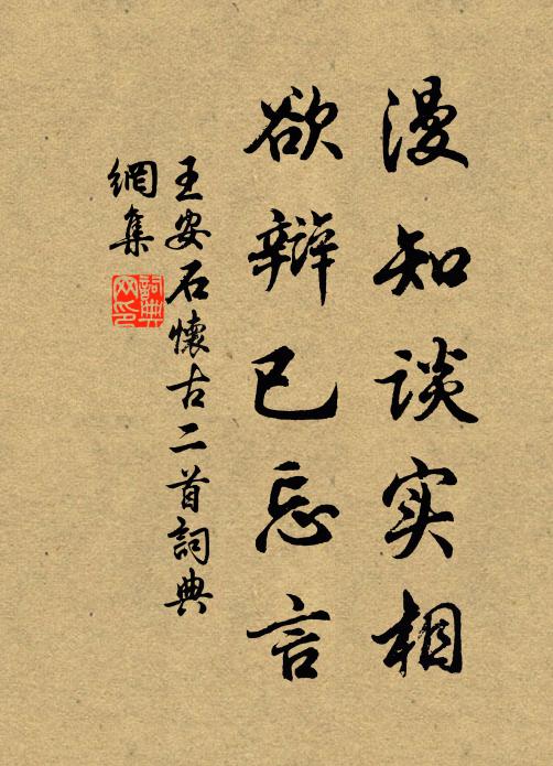 王安石漫知谈实相，欲辩已忘言书法作品欣赏