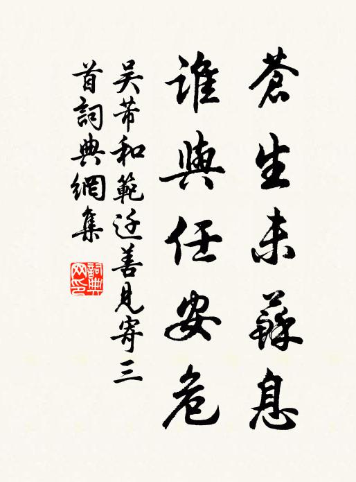 吴芾苍生未苏息，谁与任安危书法作品欣赏