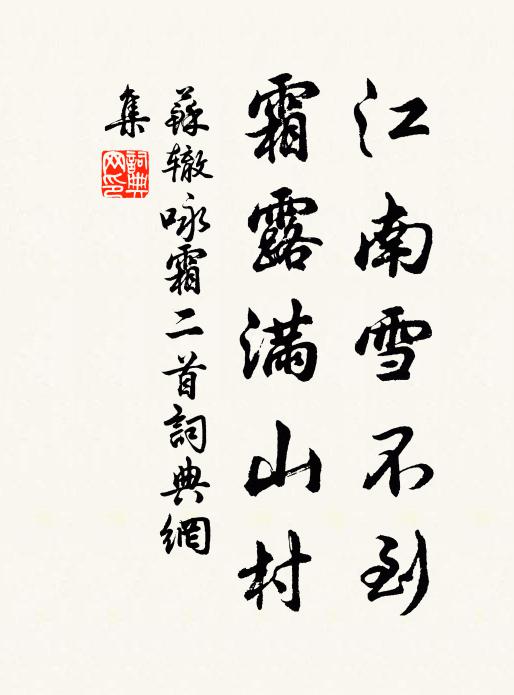 苏辙江南雪不到，霜露满山村书法作品欣赏