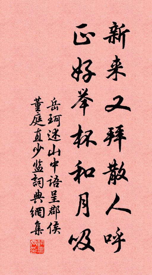 岳珂新来又拜散人呼，正好举杯和月吸书法作品欣赏