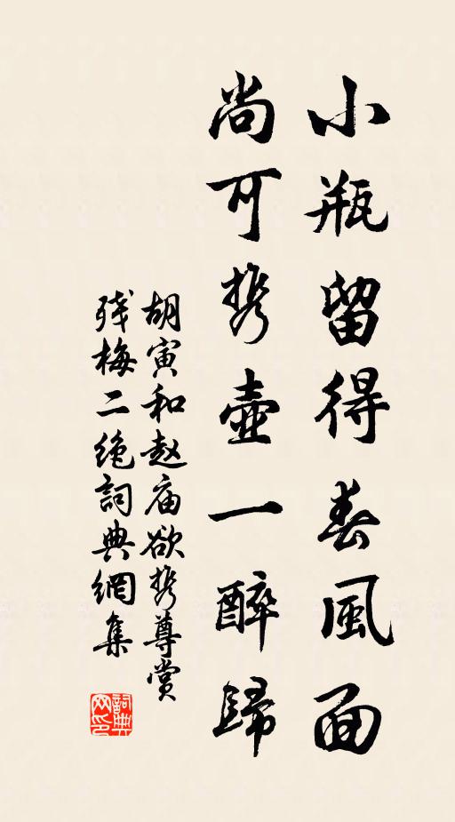 胡寅小瓶留得春风面，尚可携壶一醉归书法作品欣赏