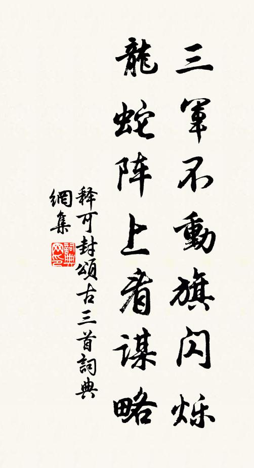 释可封三军不动旗闪烁，龙蛇阵上看谋略书法作品欣赏