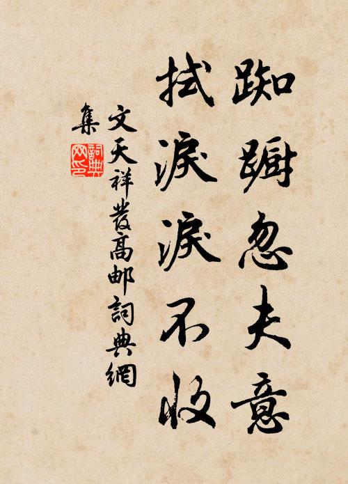 文天祥踟蹰忽夫意，拭泪泪不收书法作品欣赏