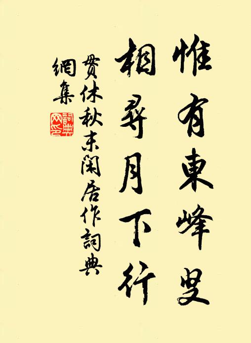 贯休惟有东峰叟，相寻月下行书法作品欣赏