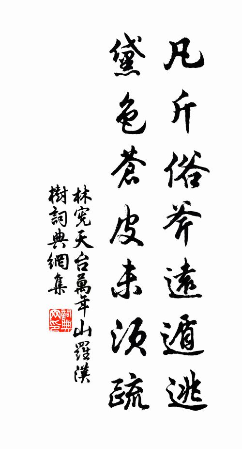 林宪凡斤俗斧远遁逃，黛色苍皮未须疏书法作品欣赏