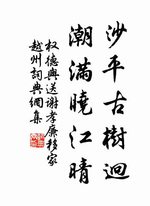 权德舆沙平古树迥，潮满晓江晴书法作品欣赏