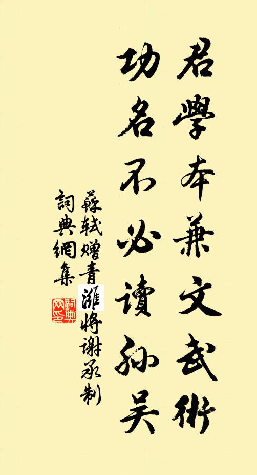 苏轼君学本兼文武术，功名不必读孙吴书法作品欣赏