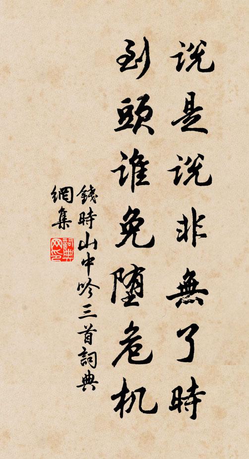 钱时说是说非无了时，到头谁免堕危机书法作品欣赏