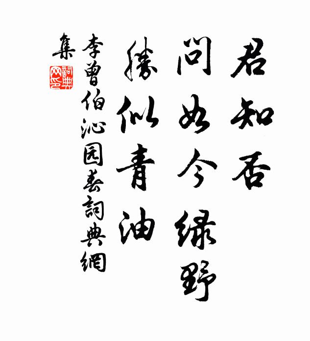 李曾伯君知否，问如今绿野，胜似青油书法作品欣赏
