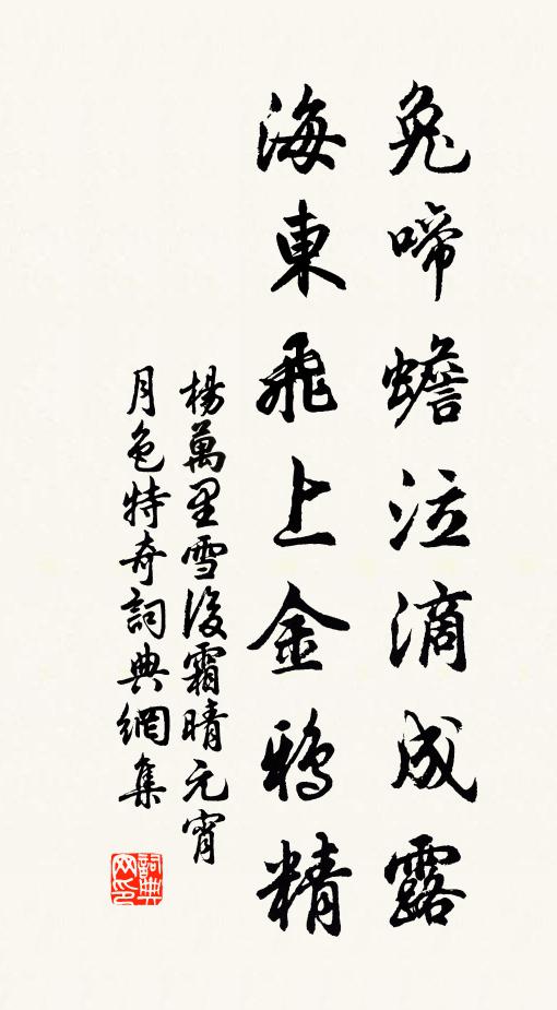 杨万里兔啼蟾泣滴成露，海东飞上金鸦精书法作品欣赏