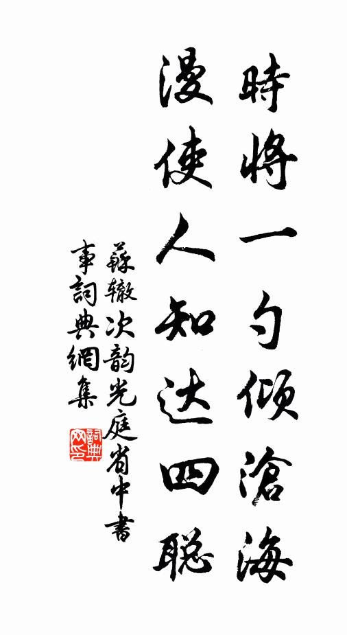 苏辙时将一勺倾沧海，漫使人知达四聪书法作品欣赏