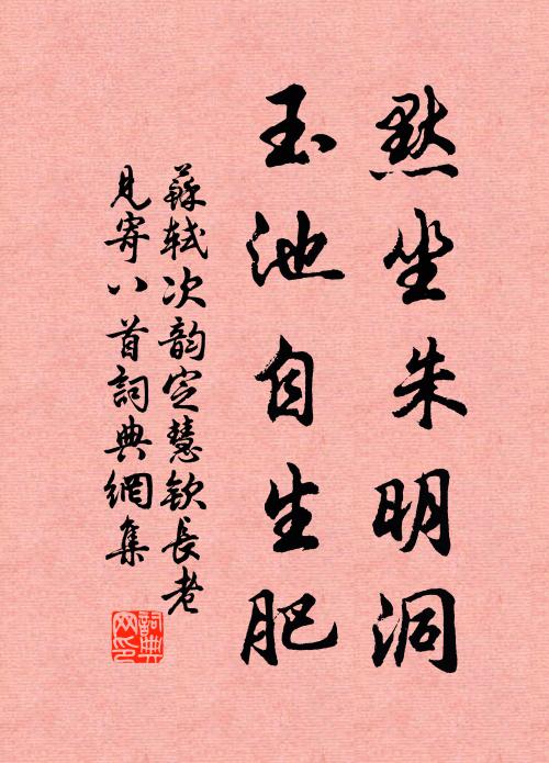 苏轼默坐朱明洞，玉池自生肥书法作品欣赏
