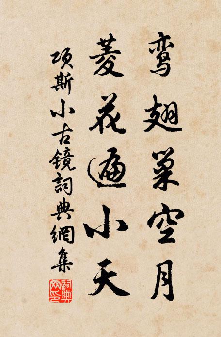 项斯鸾翅巢空月，菱花遍小天书法作品欣赏