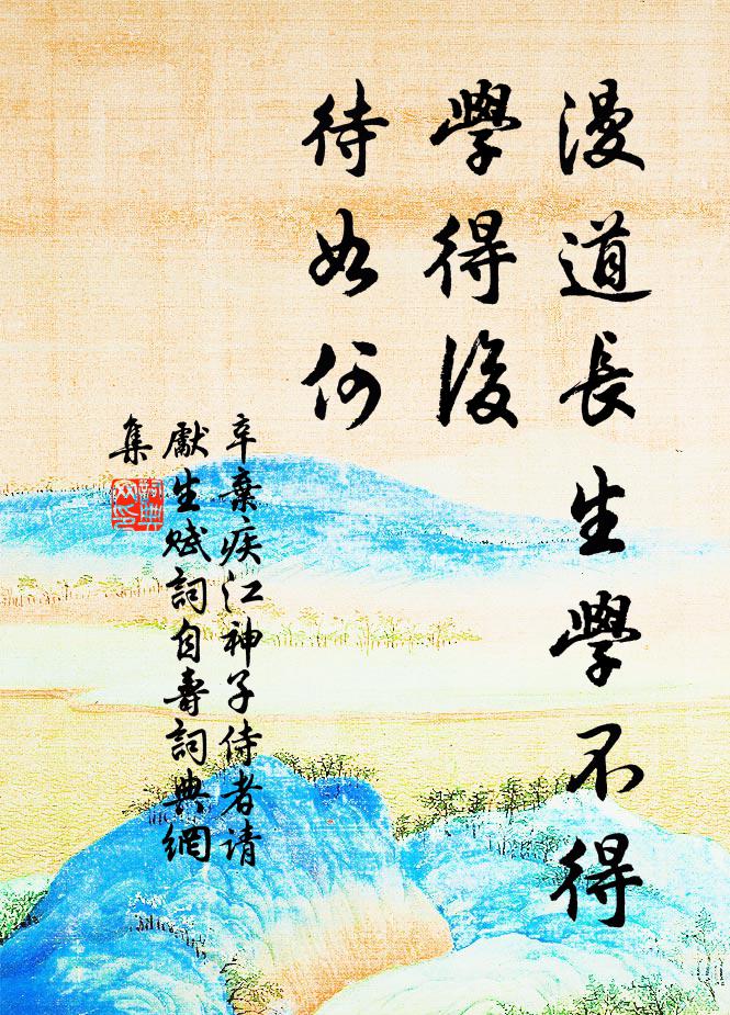 辛弃疾漫道长生学不得，学得后，待如何书法作品欣赏