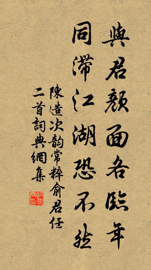 陈造与君颜面各临年，同滞江湖恐不然书法作品欣赏