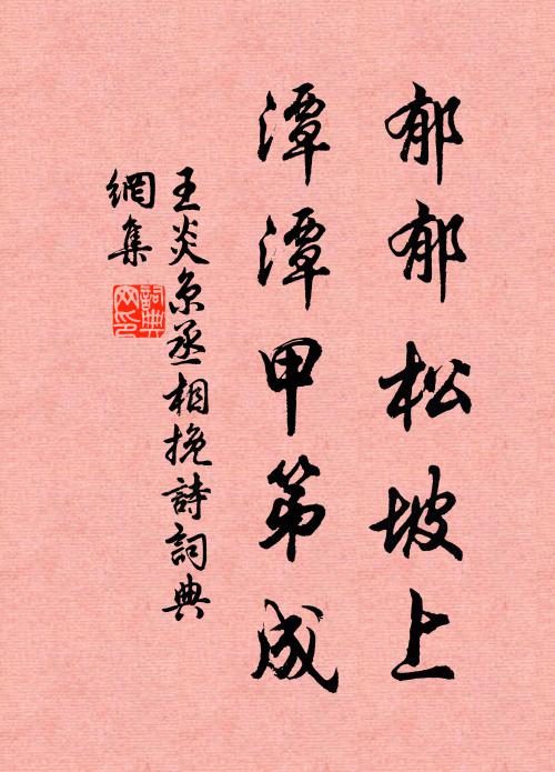 王炎郁郁松坡上，潭潭甲第成书法作品欣赏