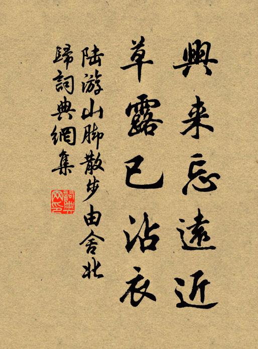陆游兴来忘远近，草露已沾衣书法作品欣赏
