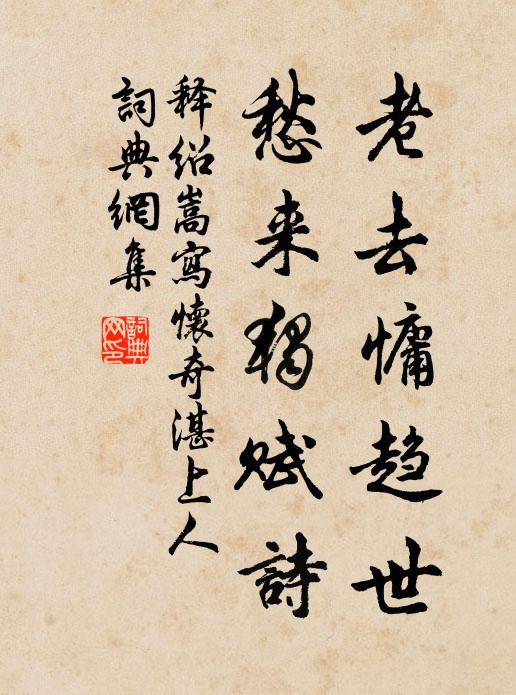 释绍嵩老去慵趋世，愁来独赋诗书法作品欣赏