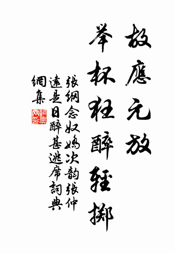 张纲故应元放，举杯狂醉轻掷书法作品欣赏