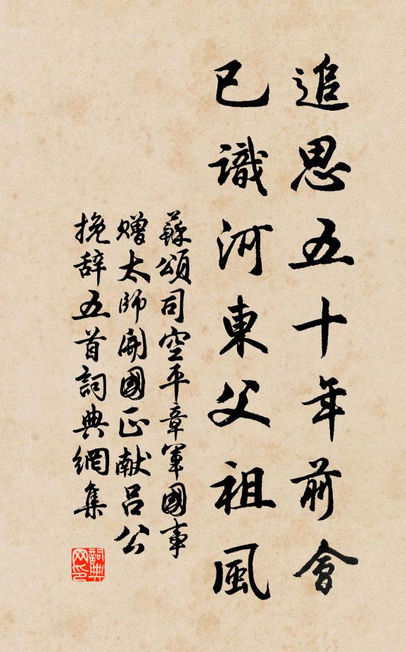 苏颂追思五十年前会，已识河东父祖风书法作品欣赏