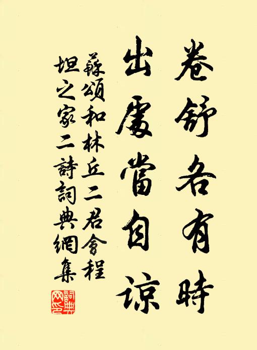 苏颂卷舒各有时，出处当自谅书法作品欣赏
