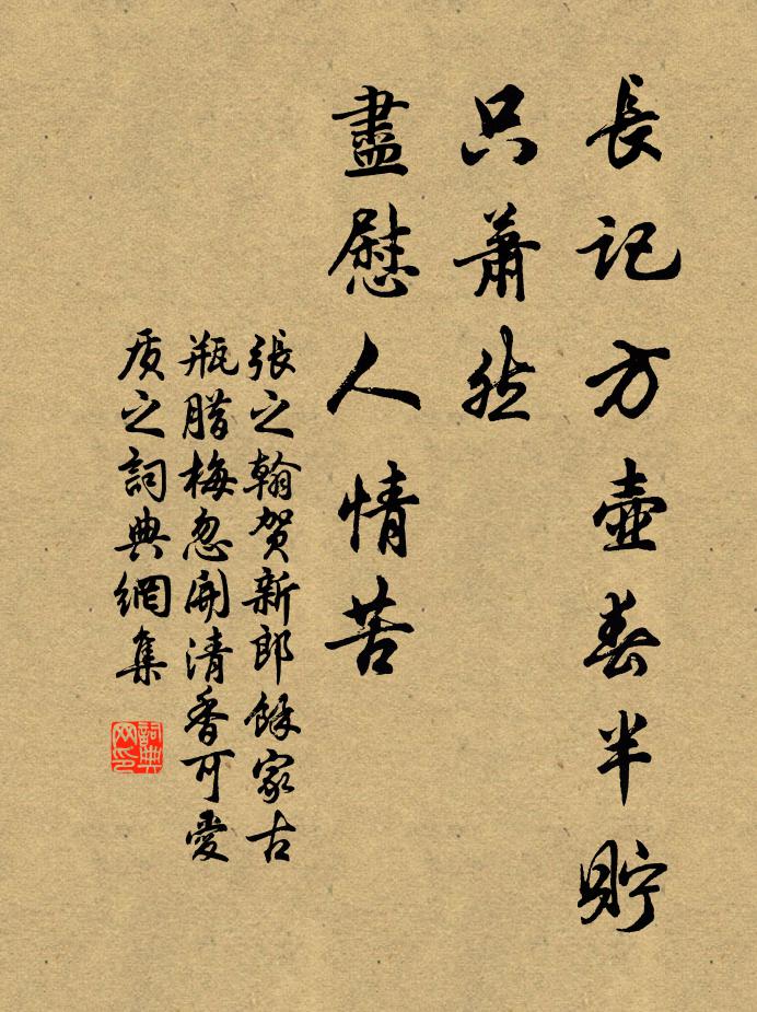 张之翰长记方壶春半贮，只萧然、尽慰人情苦书法作品欣赏