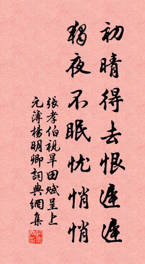 张孝伯初晴得去恨迟迟，独夜不眠忧悄悄书法作品欣赏