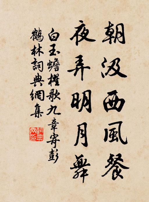 白玉蟾朝汲西风餐，夜弄明月舞书法作品欣赏