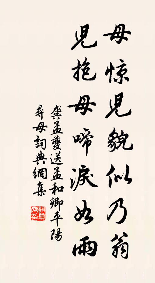 龚孟夔母惊儿貌似乃翁，儿抱母啼泪如雨书法作品欣赏