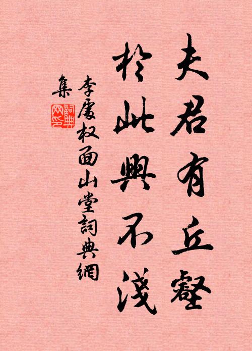 李处权夫君有丘壑，於此兴不浅书法作品欣赏