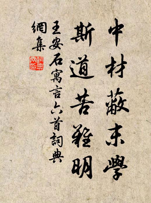 王安石中材蔽末学，斯道苦难明书法作品欣赏