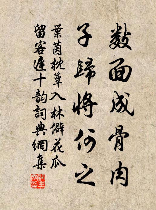 叶茵数面成骨肉，子归将何之书法作品欣赏