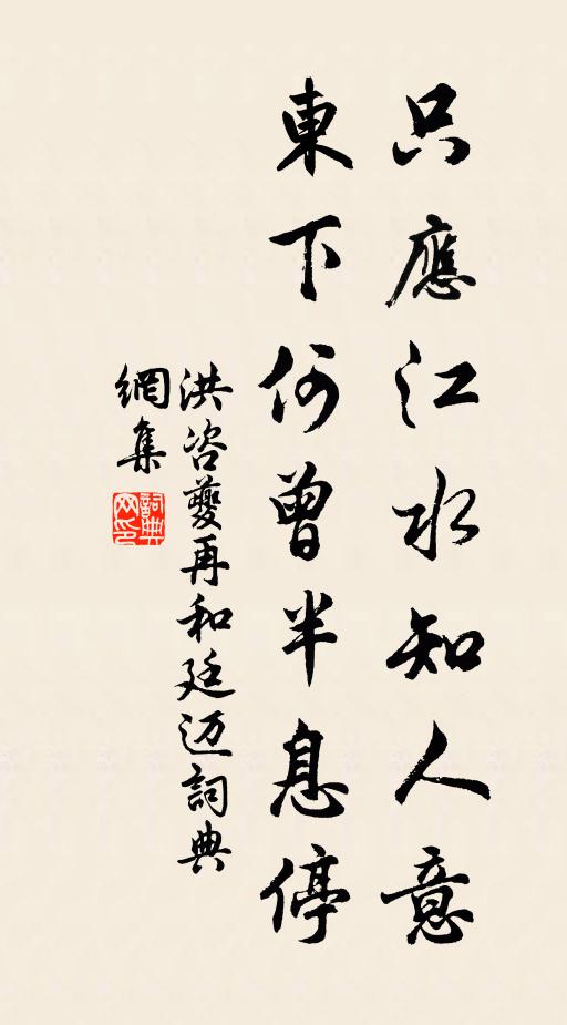 洪咨夔只应江水知人意，东下何曾半息停书法作品欣赏