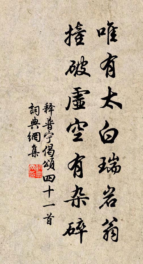 释普宁唯有太白瑞岩翁，撞破虚空有杂碎书法作品欣赏