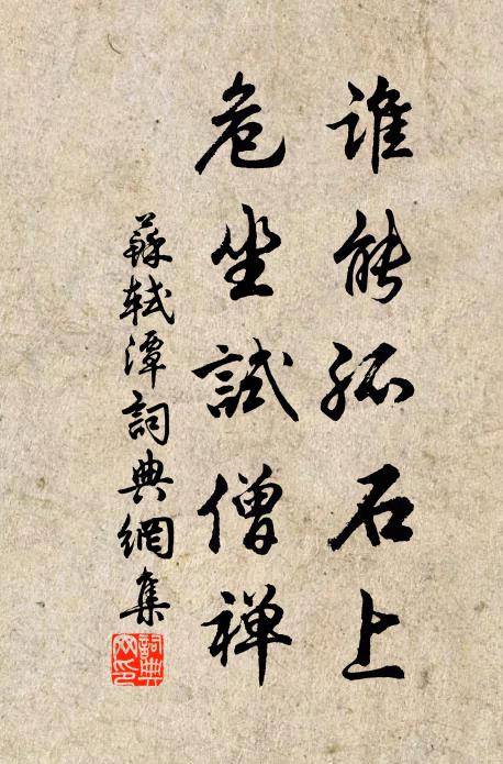 苏轼谁能孤石上，危坐试僧禅书法作品欣赏