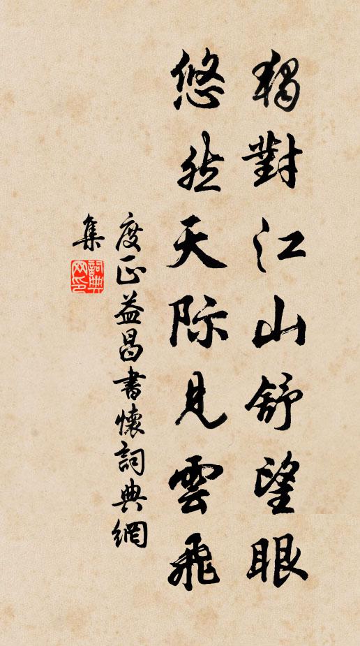 度正独对江山舒望眼，悠然天际见云飞书法作品欣赏