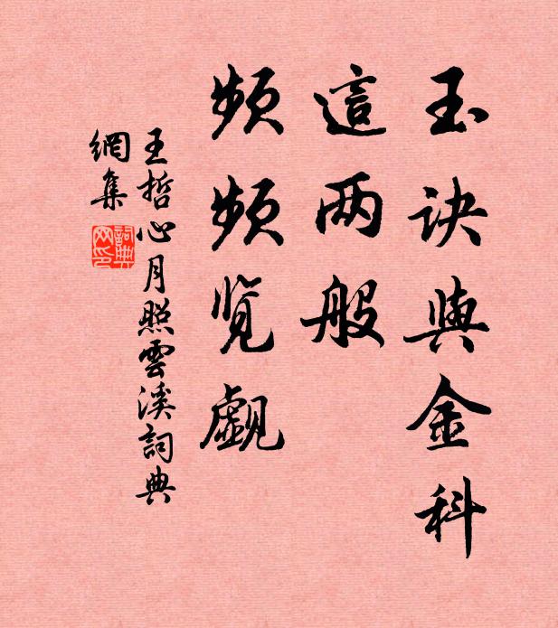 王哲玉诀与金科，这两般，频频览觑书法作品欣赏