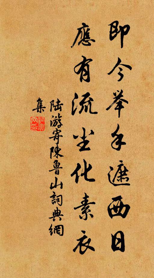 陆游即今举手遮西日，应有流尘化素衣书法作品欣赏