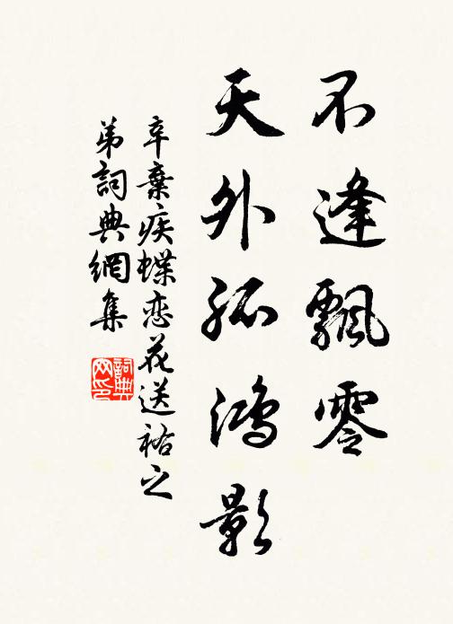 辛弃疾不逢飘零，天外孤鸿影书法作品欣赏