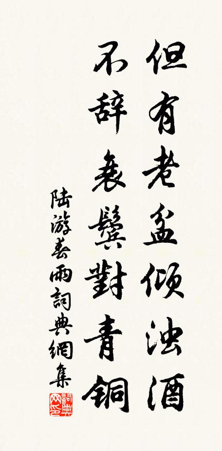 陆游但有老盆倾浊酒，不辞衰鬓对青铜书法作品欣赏
