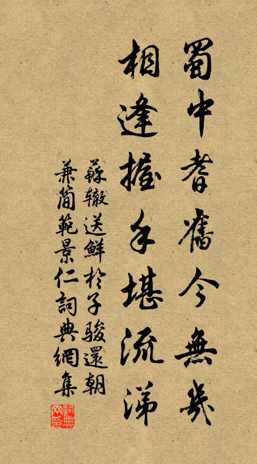 苏辙蜀中耆旧今无几，相逢握手堪流涕书法作品欣赏