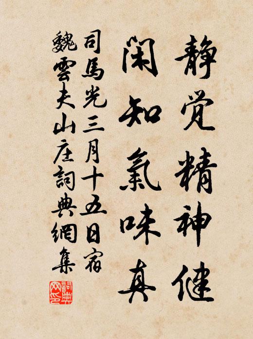 司马光静觉精神健，闲知气味真书法作品欣赏