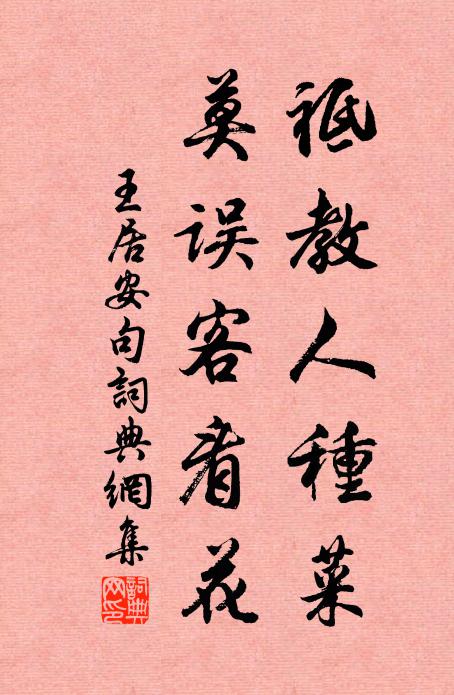 王居安祗教人种菜，莫误客看花。书法作品欣赏
