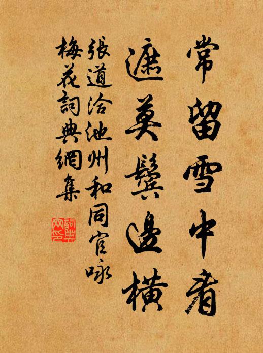 张道洽常留雪中看，遮莫鬓边横书法作品欣赏