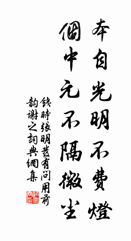 钱时本自光明不费灯，个中元不隔微尘书法作品欣赏