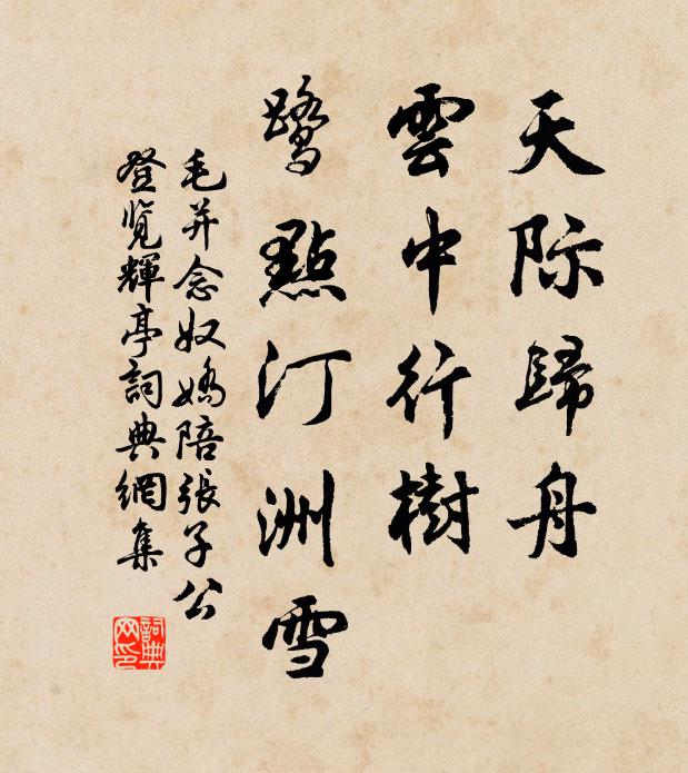 毛并天际归舟，云中行树，鹭点汀洲雪书法作品欣赏