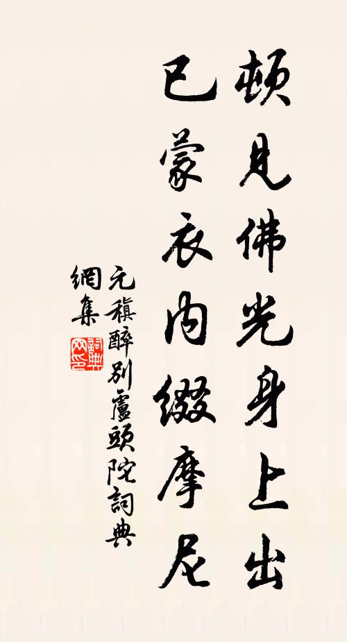 元稹顿见佛光身上出，已蒙衣内缀摩尼书法作品欣赏