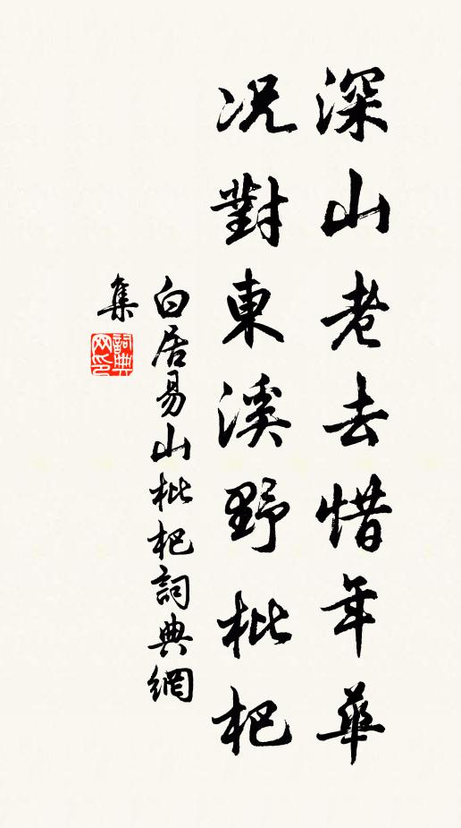 白居易深山老去惜年华，况对东溪野枇杷书法作品欣赏